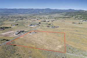 Overview of rural landscape featuring property boundaries highlighted