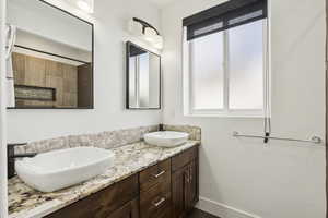 Bathroom with plenty of natural light and double vanity