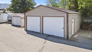 View of detached garage