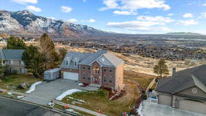Aerial view of a mountainous background