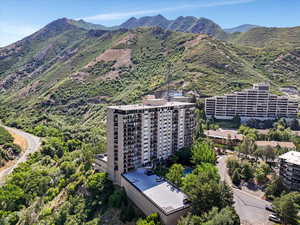 Aerial view of a mountainous background