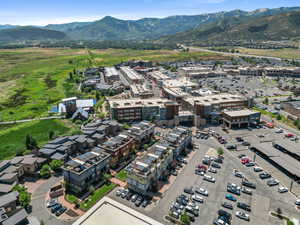 Aerial view of a mountain backdrop