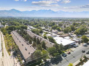 Aerial view of a mountainous background