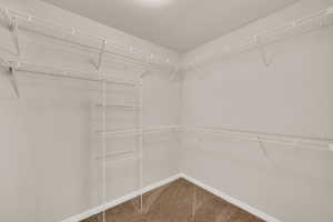 Spacious closet with carpet floors