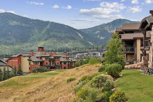 View of mountain background with nearby suburban area
