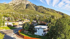 View of mountain background with nearby suburban area