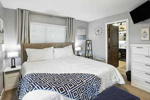 Bedroom featuring carpet and connected bathroom