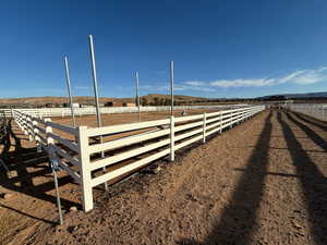 View of yard with a rural view and a mountain view