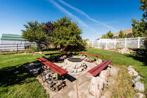 View of yard/firepit area