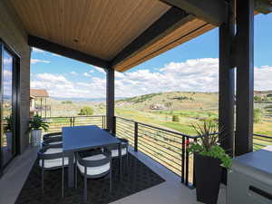 Balcony with a rural view