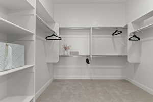 Spacious closet with carpet flooring