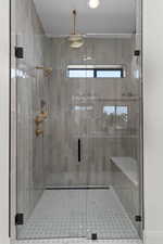 Bathroom with a shower stall