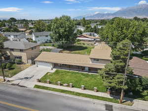Aerial perspective of suburban area