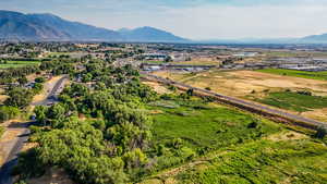 Aerial view of a mountainous background