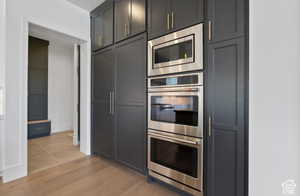 Kitchen featuring stainless steel appliances and light wood-type flooring