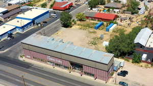 Aerial view of industrial structures
