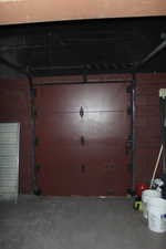 Garage with concrete block wall