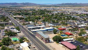 Aerial view of a mountainous background