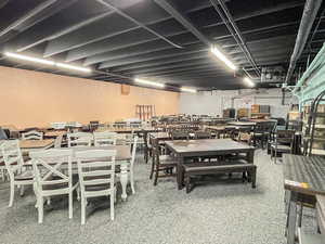 View of carpeted dining area