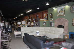 Living room featuring concrete floors