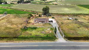 Aerial overview of property's location with rural landscape