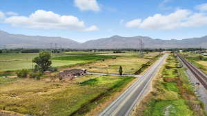 View of mountain background with rural landscape