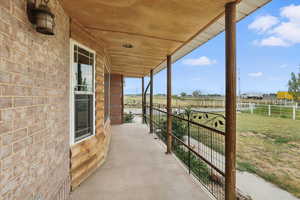 View of patio / terrace featuring a view of countryside