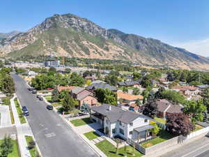 View of mountain background with nearby suburban area