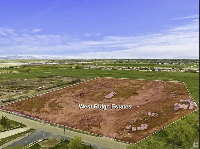 Aerial view of property's location with property parcel outlined