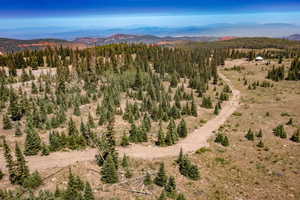 Aerial view of a mountainous background