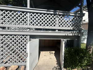 Storage area under playhouse