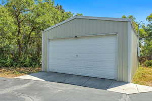 View of detached garage