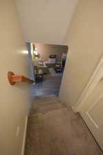 Staircase with wood finished floors