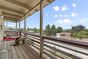 Wooden terrace with grilling area