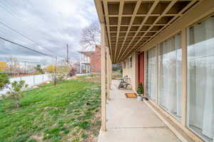 View of fenced backyard