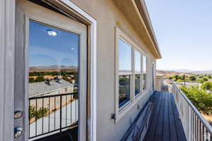 Balcony with a mountain view