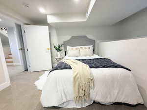 Bedroom with carpet and recessed lighting