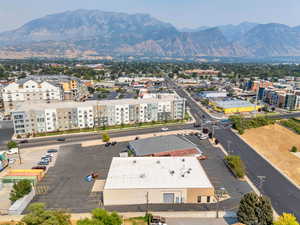 Drone / aerial view of a mountain backdrop