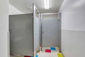 Bathroom with tile patterned floors