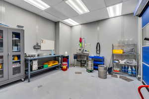 Garage with french doors