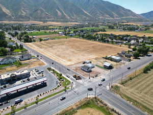 Overview of rural landscape featuring mountains