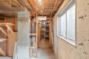 Basement with heating unit for basement level