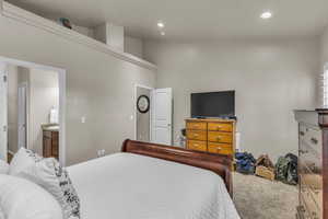 Bedroom featuring carpet and recessed lighting