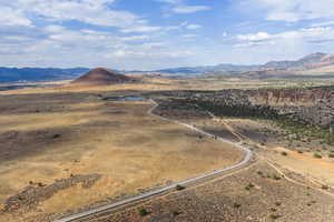 Overview of rural landscape with a mountainous background