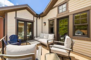 View of patio / terrace featuring french doors and outdoor lounge area