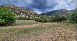 View of mountain background with rural landscape