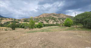 View of mountain background with rural landscape