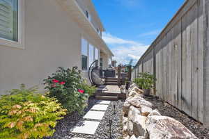 View of yard featuring a wooden deck