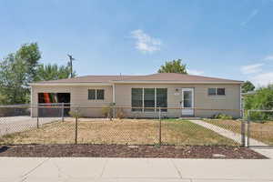 View of front of house featuring a fenced front yard