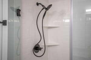 Bathroom view of a shower stall